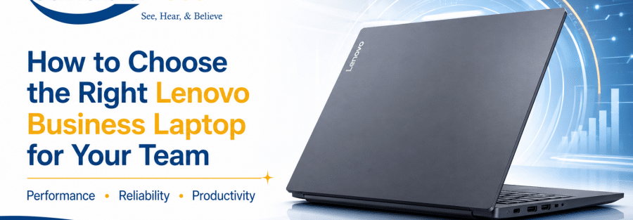 Banner ad: How to choose the right Lenovo business laptop for your team, with a Lenovo laptop on the right and a blue tech background.