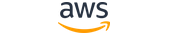 AWS logo with blue 'AWS' letters and an orange curved underline/arrows.