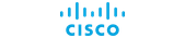 Cisco logo in blue with stacked vertical bars above the company name