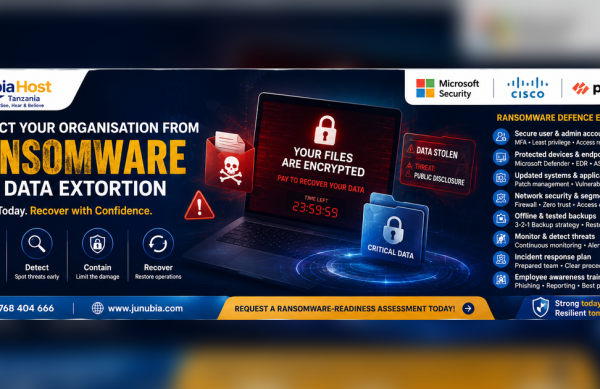 Website_Graphic_Ransomware_Protection Ransomware protection banner with a laptop showing a 'your files are encrypted' screen and icons for prevent, detect, contain, recover.