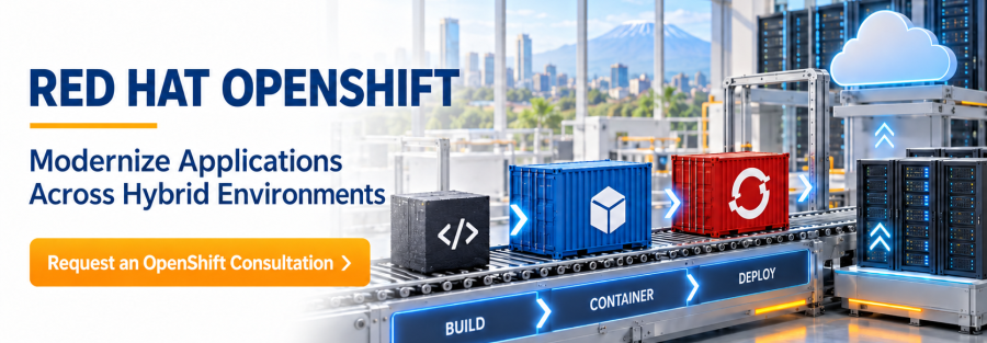 Promotional banner for JunubiaHost about OpenShift modernization across hybrid environments; CTA: Request an OpenShift Consultation.